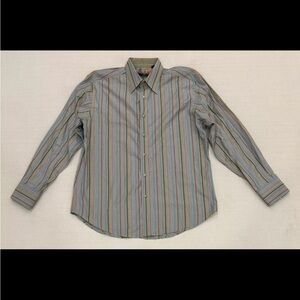 Robert Graham Striped Button Up Shirt Flip Cuff Multicolor Size XL